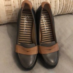 Splendid Logan Burnished Leather Platform Wedges - size 6.5.